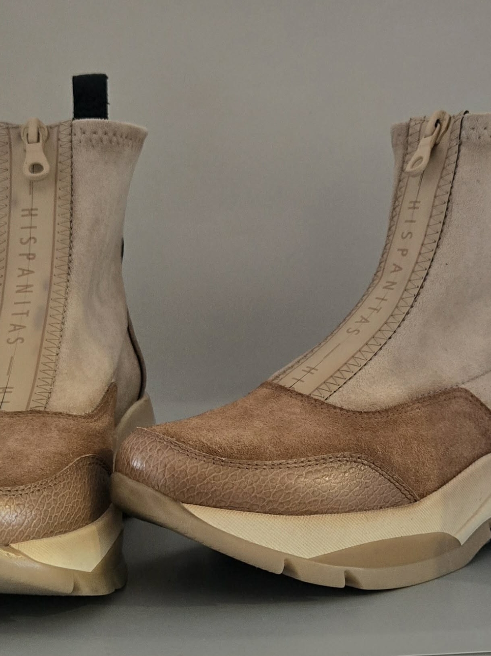 Tan Suede & Leather Ankle Boots Hispanitas